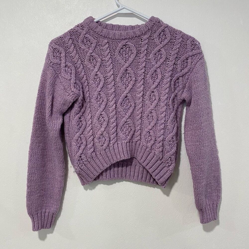 Rockets of Awesome Girls Purple Cable Knit Sweater Size 10